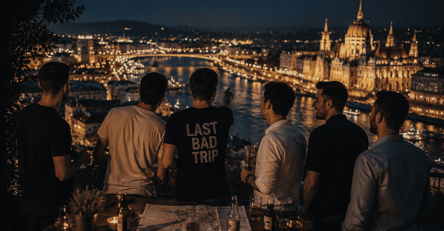 Night view over Budapest from a rooftop